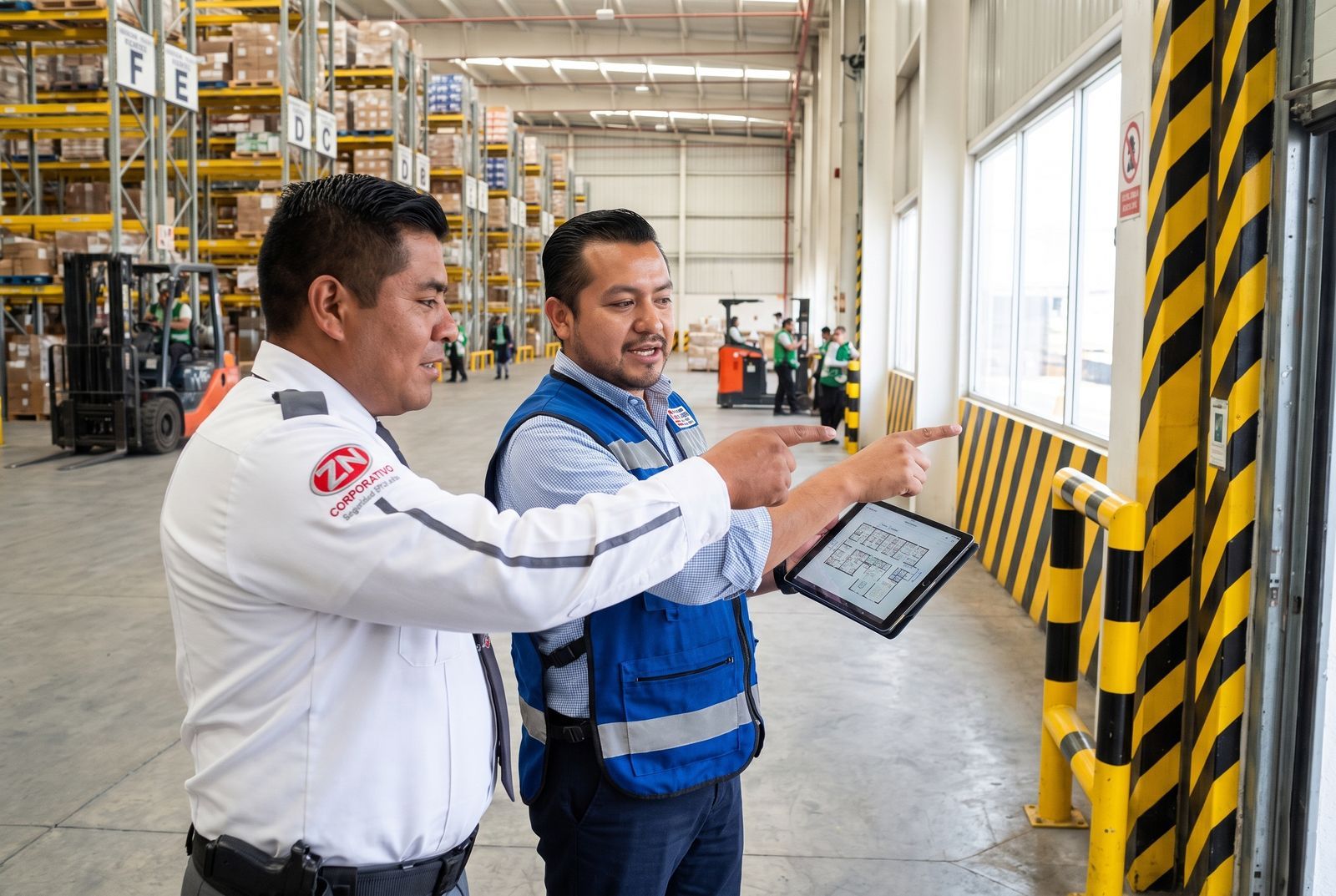 Supervisor de ZN Corporativo y responsable de operaciones del cliente revisando juntos un punto de acceso