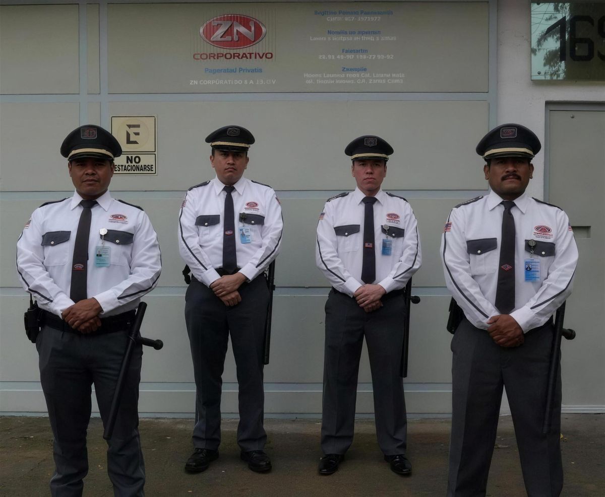 Elementos uniformados de ZN Corporativo en acceso de instalación